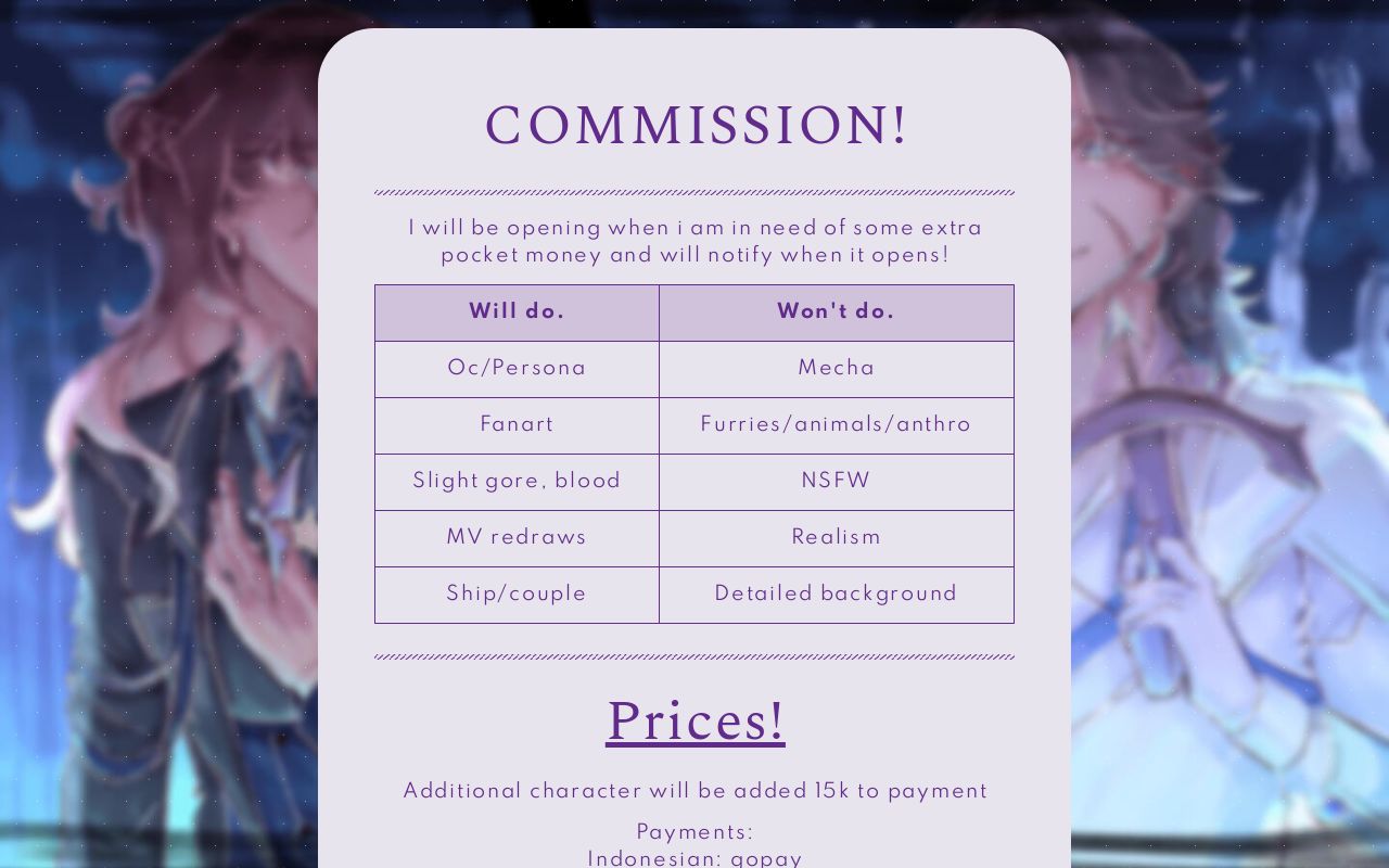 Commission sheet